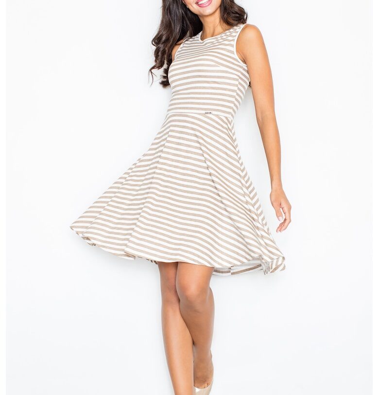 Рокля  модел М295 - райе - бежово - лято - памук Figl