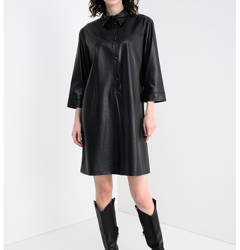 Рокля от еко кожа с 3/4 ръкави United Colors of Benetton