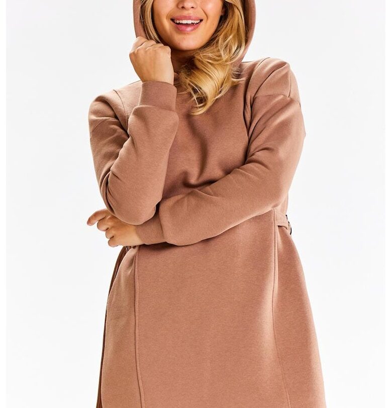 Рокля от смес от памук с качулка InfiniteYou