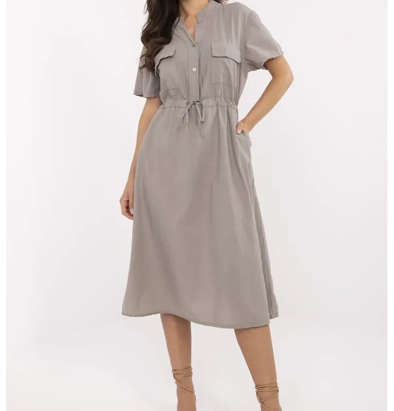 Рокля  памук - бежова - един размер Italy Moda