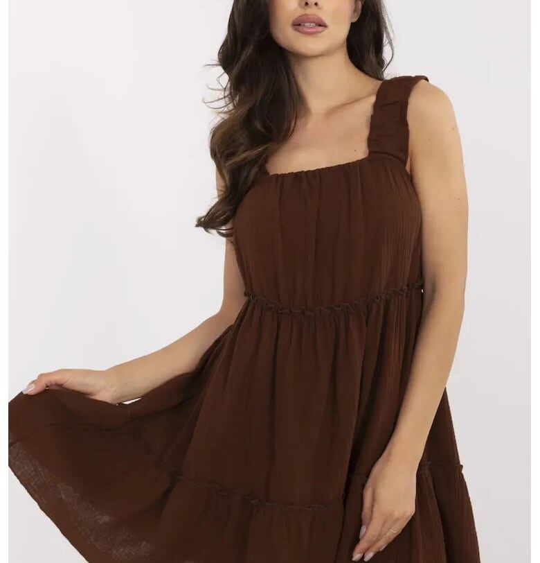 Рокля  памук - кафява - един размер Italy Moda