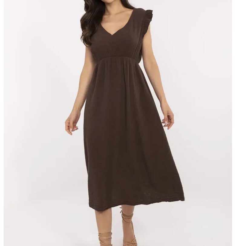 Рокля  памук - кафява - един размер Italy Moda