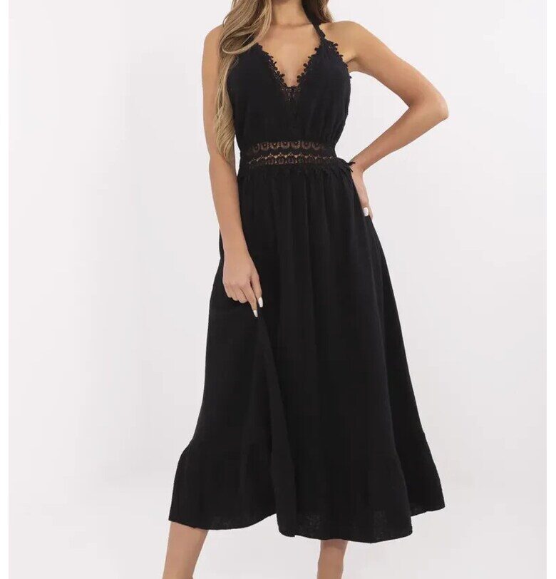 Рокля  памук - черна - един размер Italy Moda