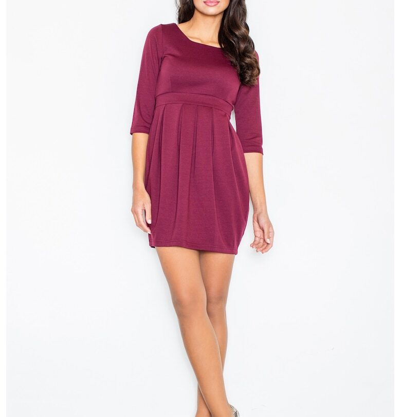 Рокля  плисирана - полиестер - червена - елегантна - Figl