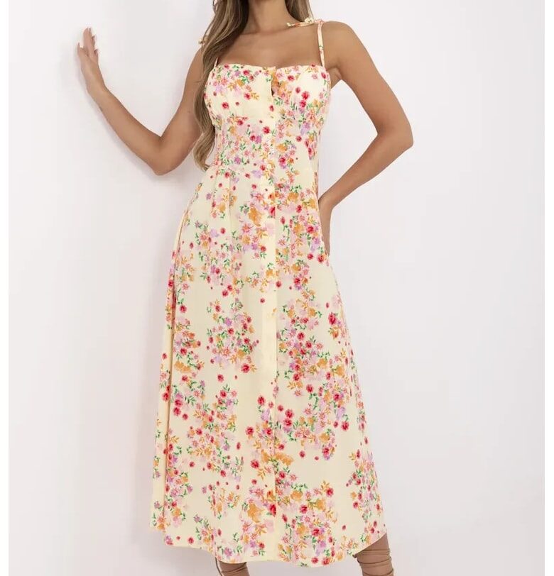 Рокля  полиестер - жълта - един размер Italy Moda