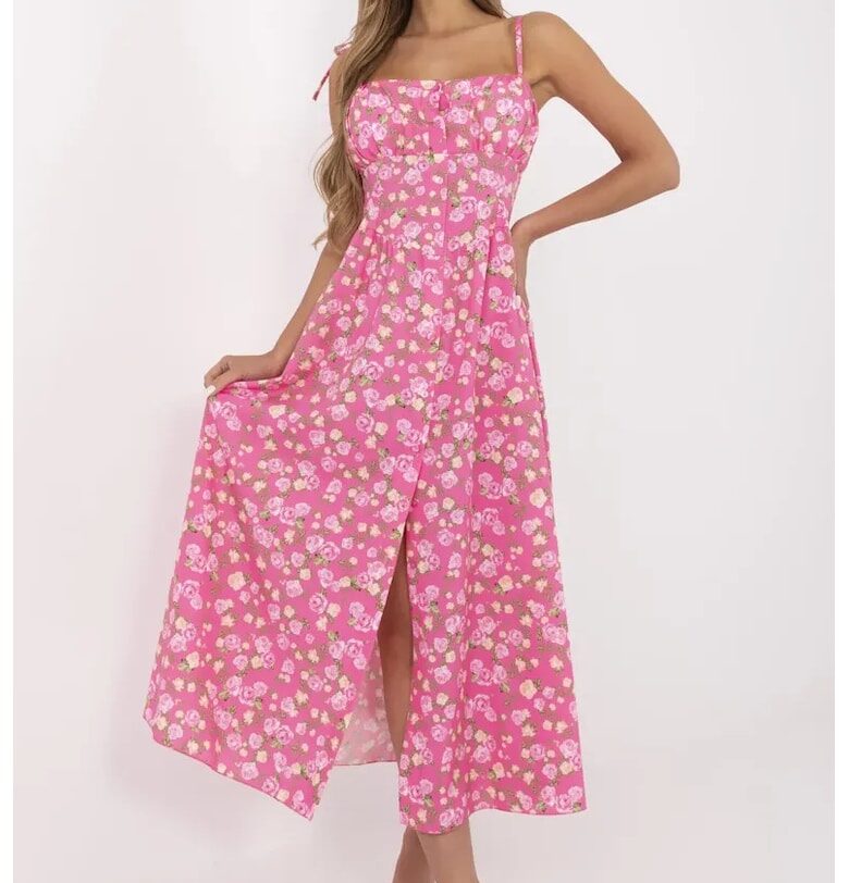 Рокля  полиестер - розова - един размер Italy Moda