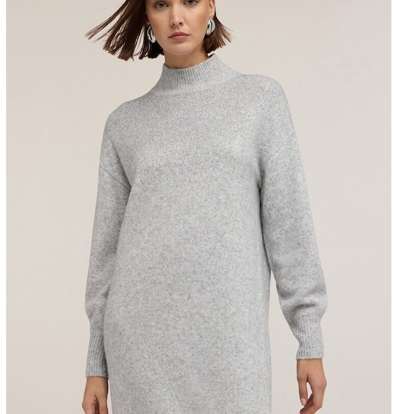 Рокля-пуловер с вълна с висока яка Motivi