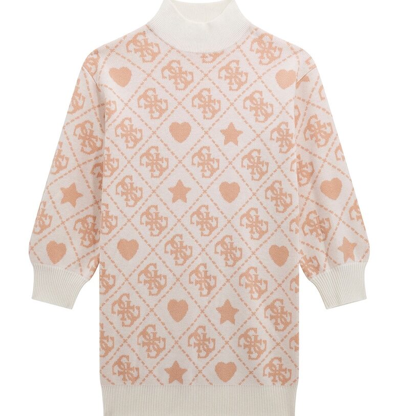 Рокля-пуловер с вълна с шарка с монограм GUESS KIDS