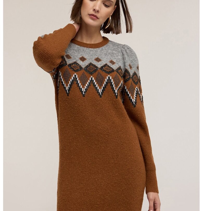 Рокля-пуловер с фигурален десен Motivi