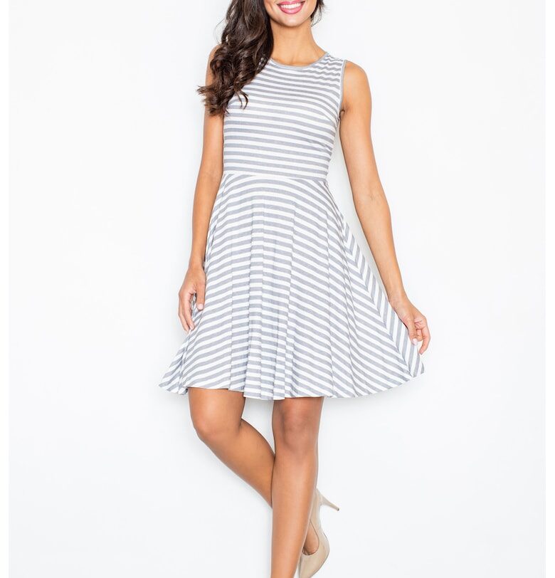 Рокля  райе - сива - лятна - памук Figl