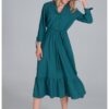Рокля-риза  зелена - с колан - полиестер - размер Figl