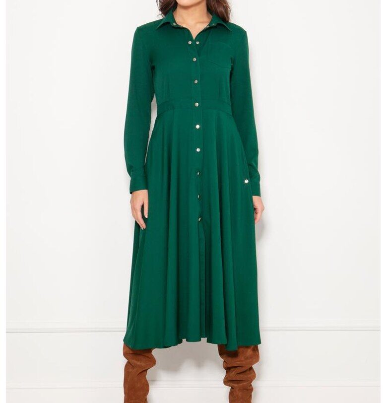 Рокля-риза с дълги ръкави и копчета Lanti