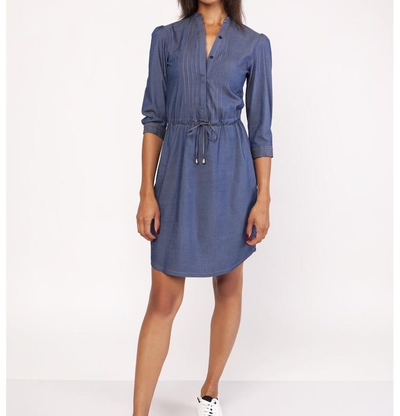 Рокля с вид на деним и връзка на талията Lanti