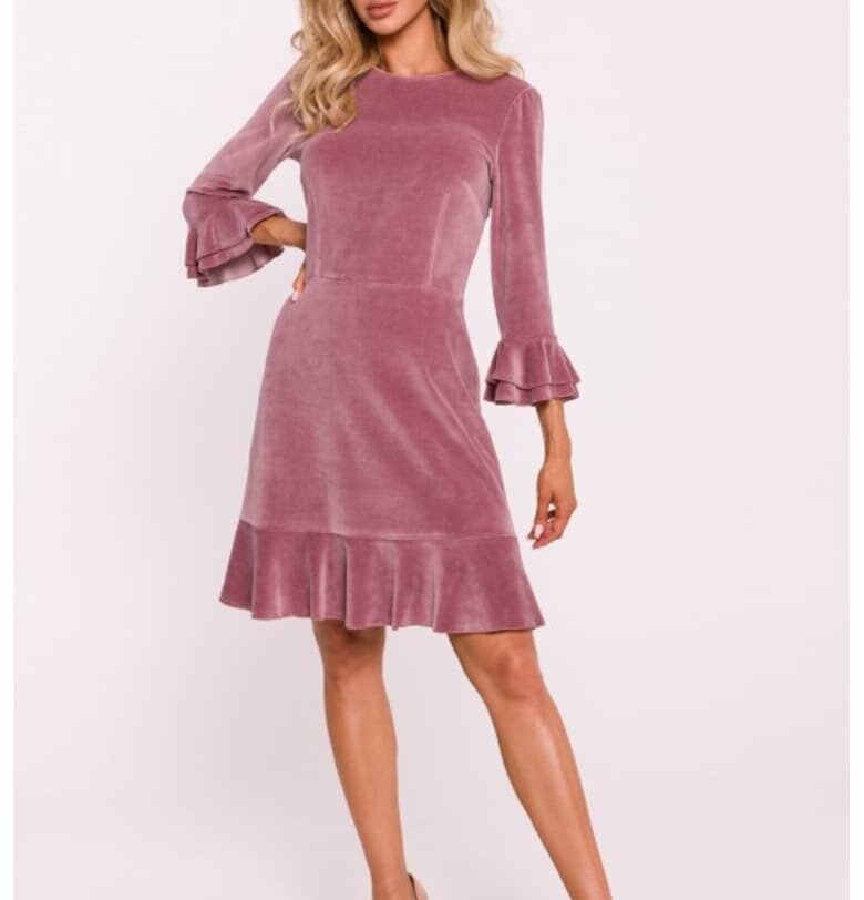 Рокля с волани  Кадифе - Червен MOE