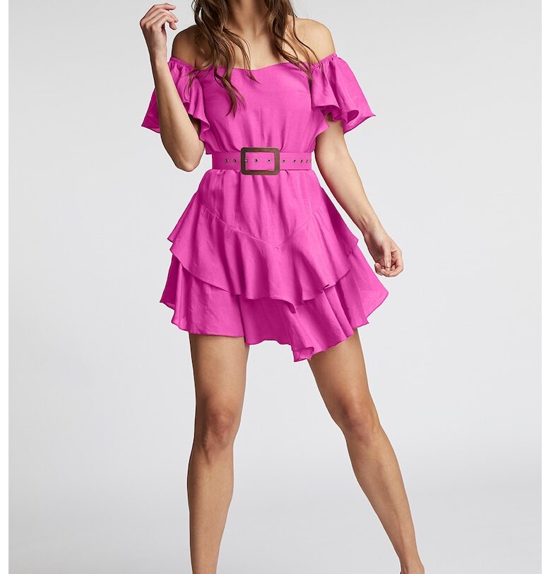 Рокля с голи рамене и набирания Alina Cernatescu