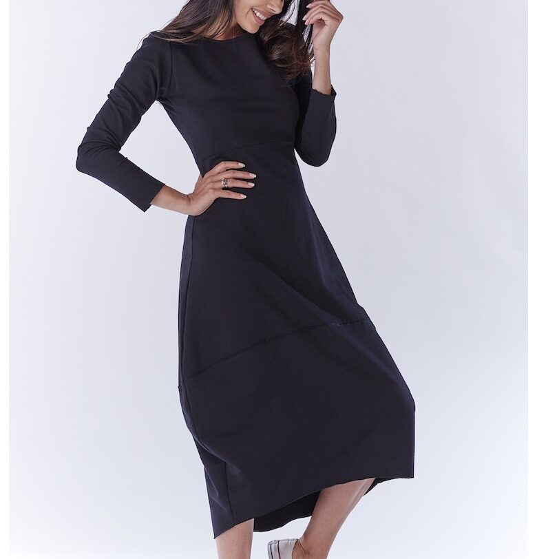 Рокля с дълъг ръкав -  Памук - Сив awama