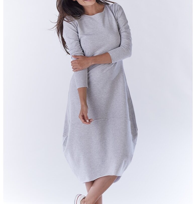 Рокля с дълъг ръкав -  Памук - Сив awama