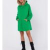 Рокля с качулка - джоб тип кенгуру - памук/полиестер - зелена - MOE