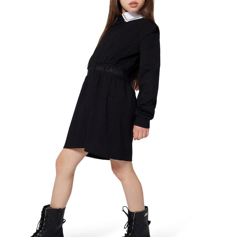 Рокля с контрастна яка KARL LAGERFELD KIDS
