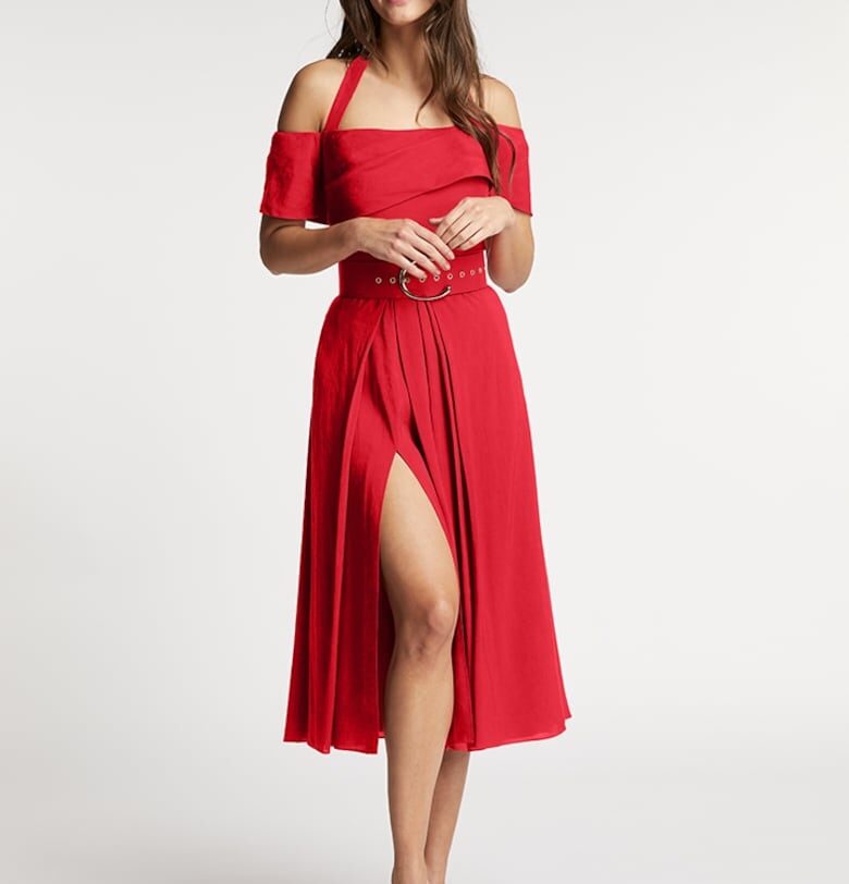 Рокля с лен Chimera с дълбока странична цепка Alina Cernatescu