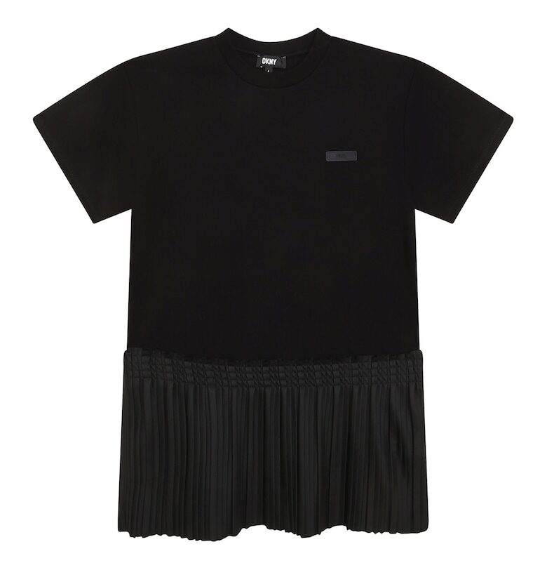 Рокля с овално деколте и плисиран подгъв DKNY