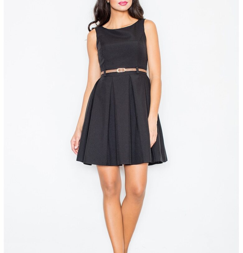 Рокля с прилепнал крой -  черна - без ръкави - полиестер - Figl