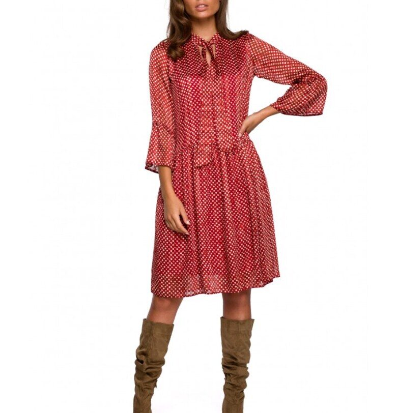 Рокля с принт -  Полиестер - Червен Style