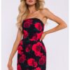 Мини корсетна рокля с шарка -  черно/червено - MOE