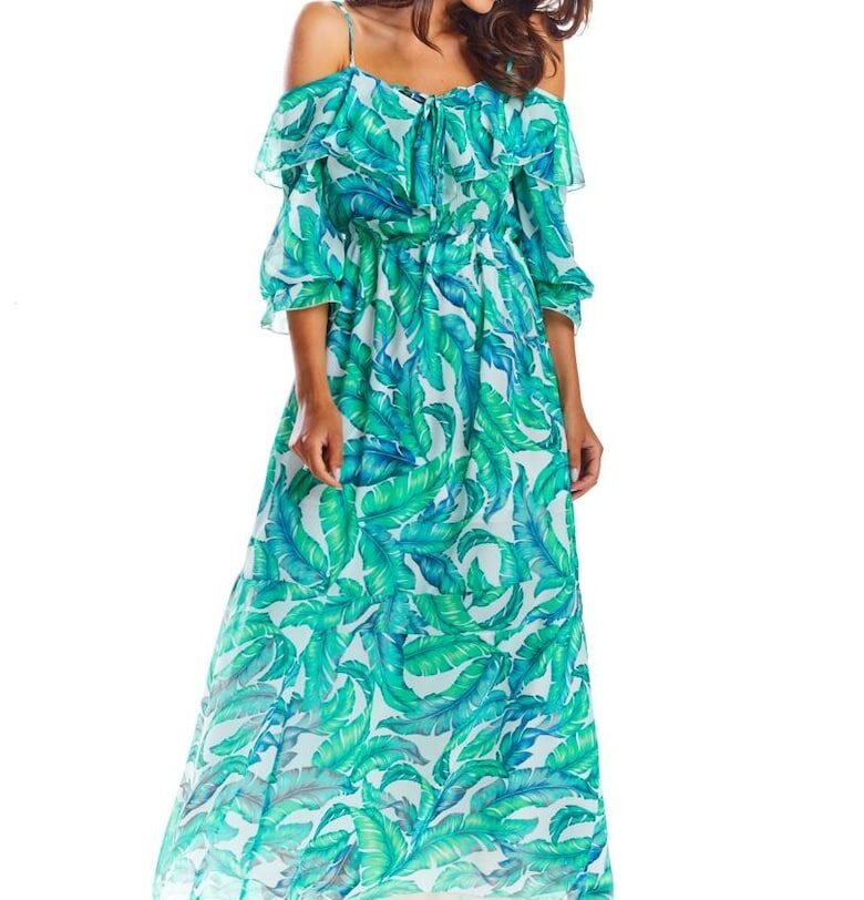 Рокля с флорални мотиви и ръкави три четвърти A311 awama