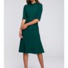 Рокля с яка и преден цип - зелена - Style