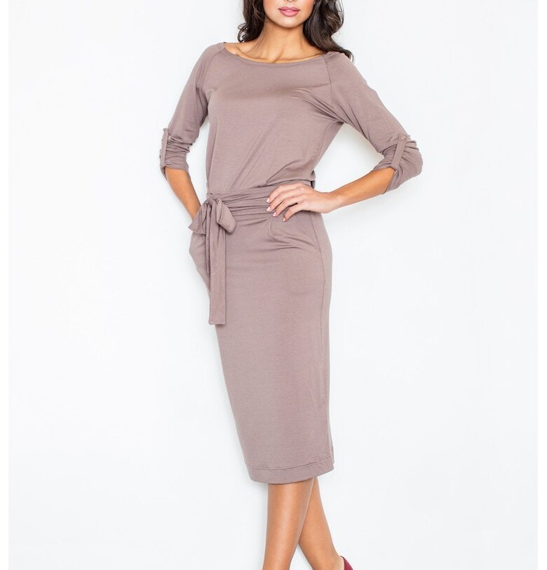 Рокля  свободна - кафява - вискоза Figl