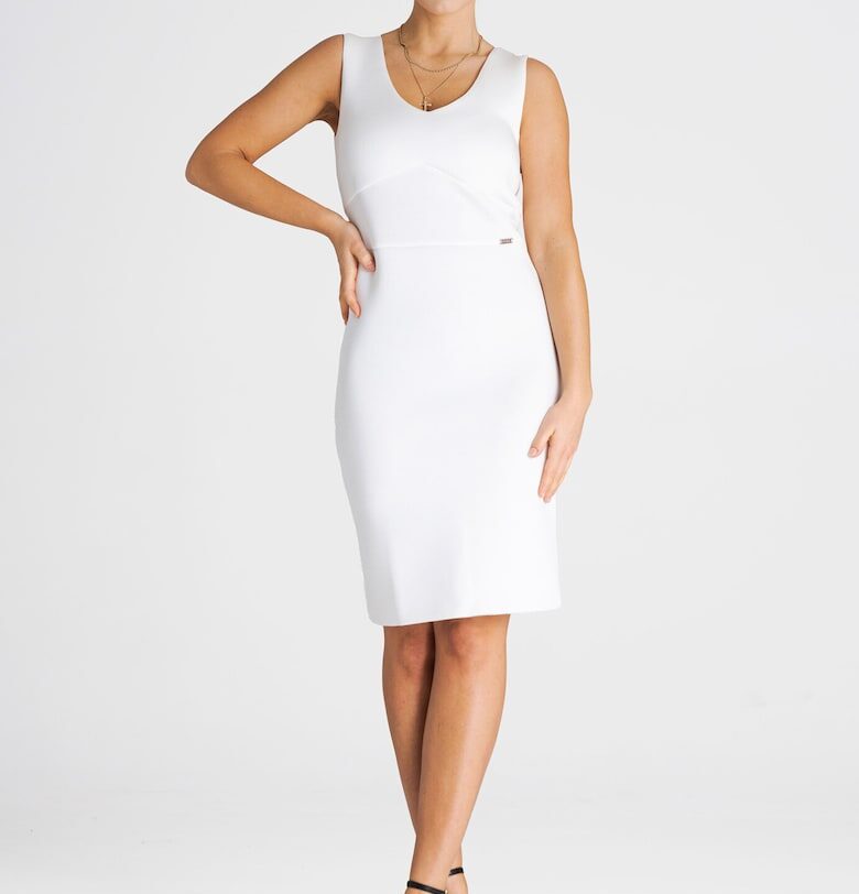 Рокля -  семпла - бяла - без презрамки - полиестер Figl