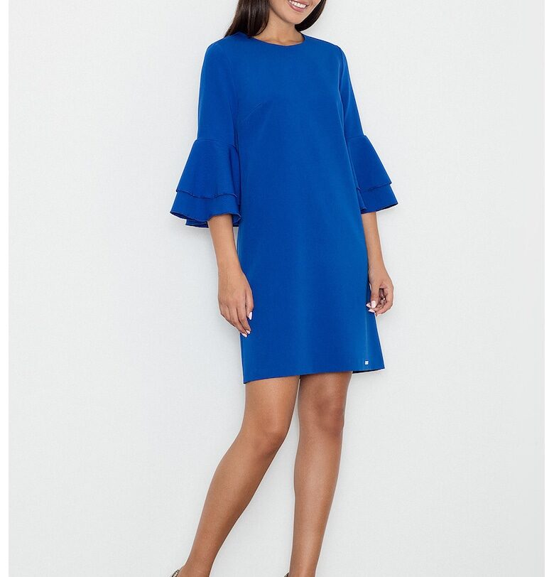 Рокля  синя - с волани - полиестер Figl