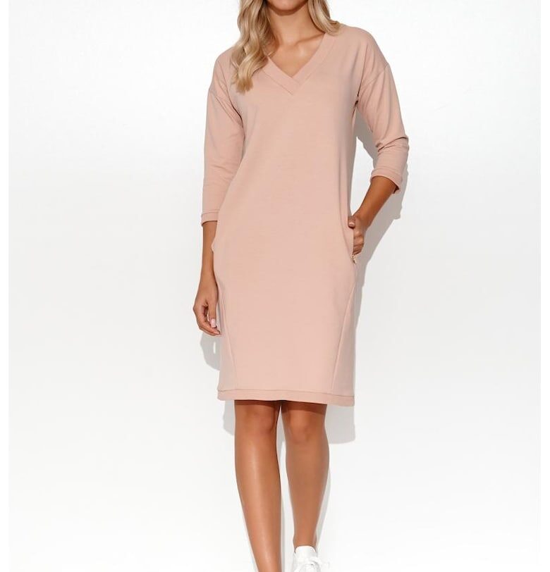 Рокля със странични джобове и V-образно деколте Makadamia