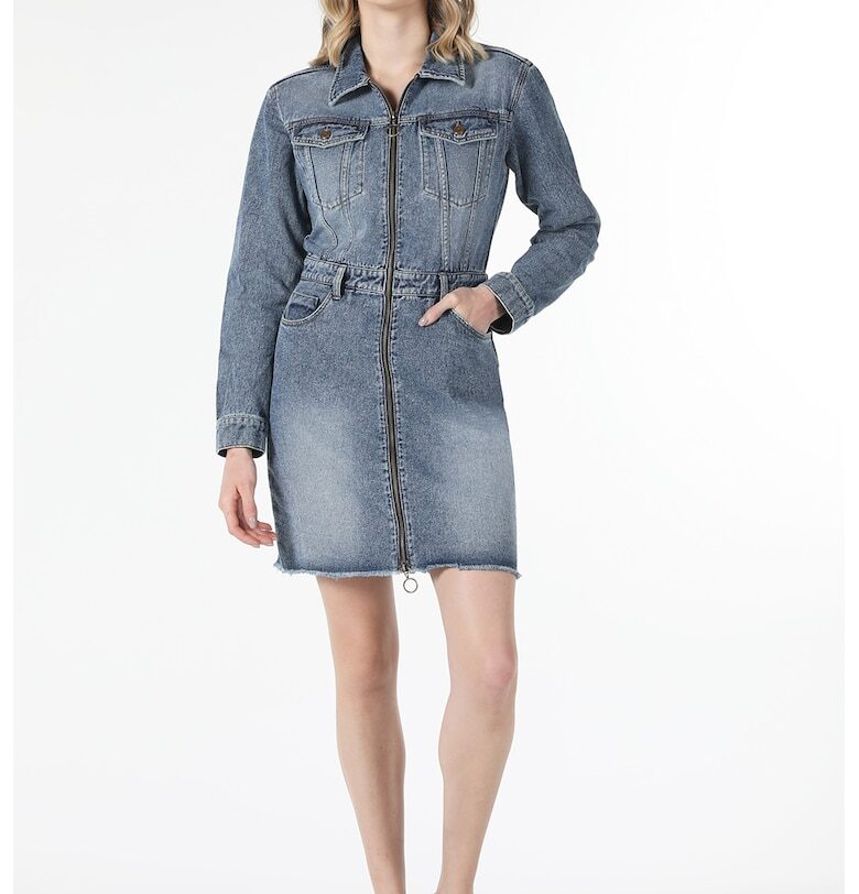 Рокля тип риза от деним с цип COLINS