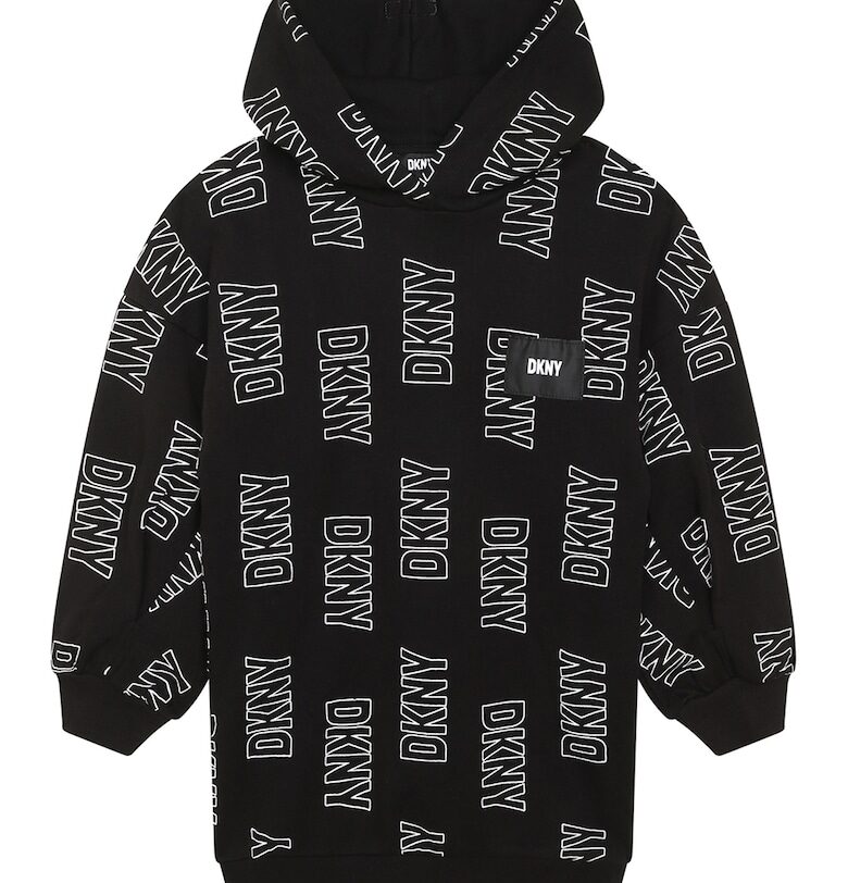 Рокля тип худи с лого DKNY