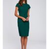 Рокля тип „молив“ с шевове - зелена - Style