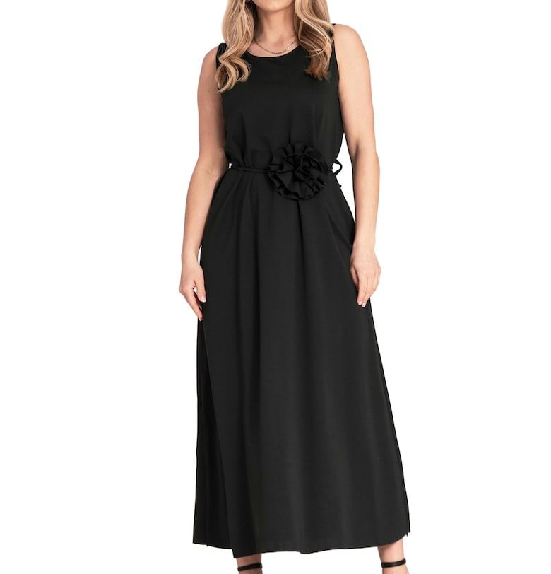 Рокля  черна - без ръкави - висококачествен материал - вискоза/полиестер/еластан - един размер Figl