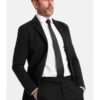Сако SLIM от плетена материя с фина текстура ОМБРЕ OM-BLZB-0101 - Черен OMBRE