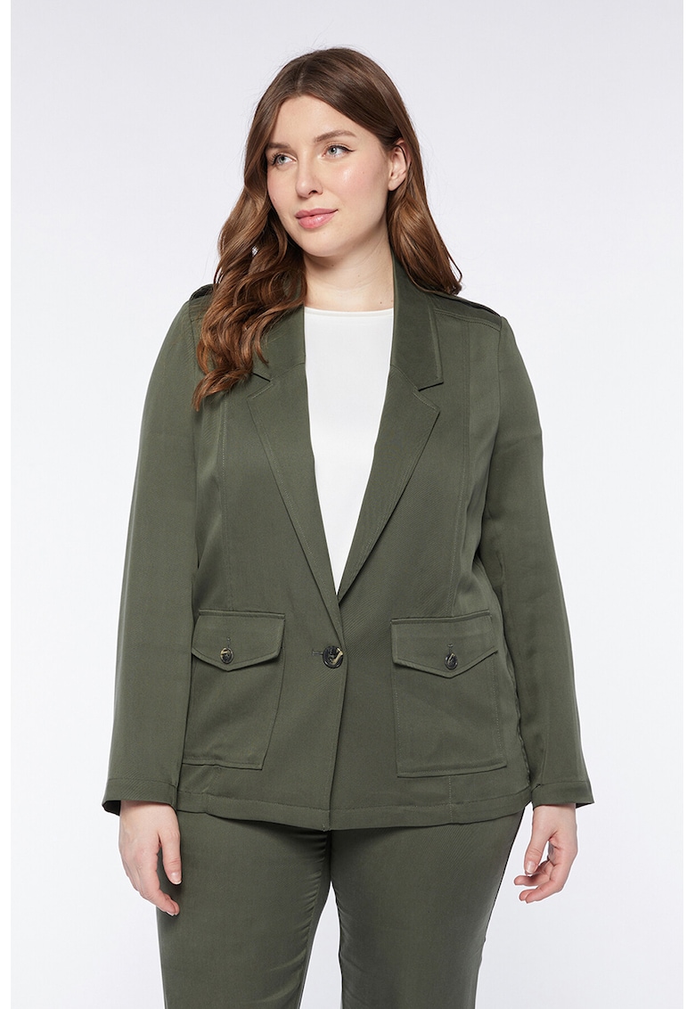 Сако от лиосел с джобове с капаче - Каки Fiorella Rubino