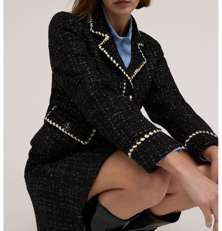 Сако от туид с контрасти - Бял/Черен Motivi