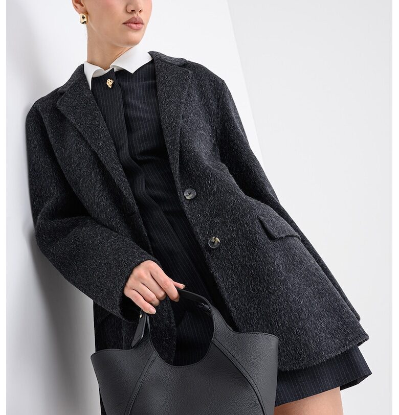 Сако с вълна и алпака - Антрацитно сиво Tommy Hilfiger