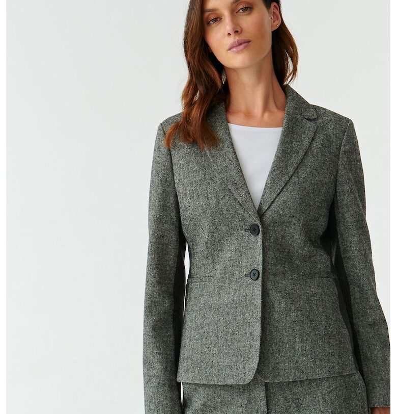 Сако с вълна и контрастен гръб - Бял/Черен Tatuum