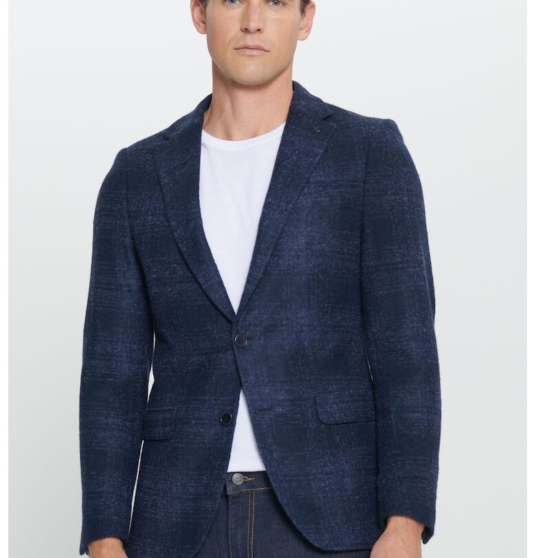 Сако с вълна на каре - Тъмносин ACCo