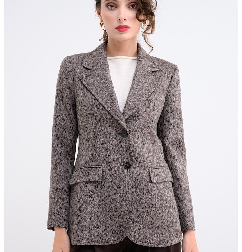 Сако с вълна с копчета - Кафяв меланж Marella
