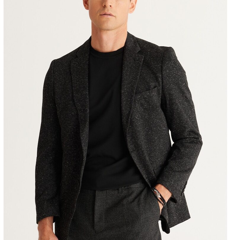 Сако с декоративни джобове с капаче - Черен меланж ACCo