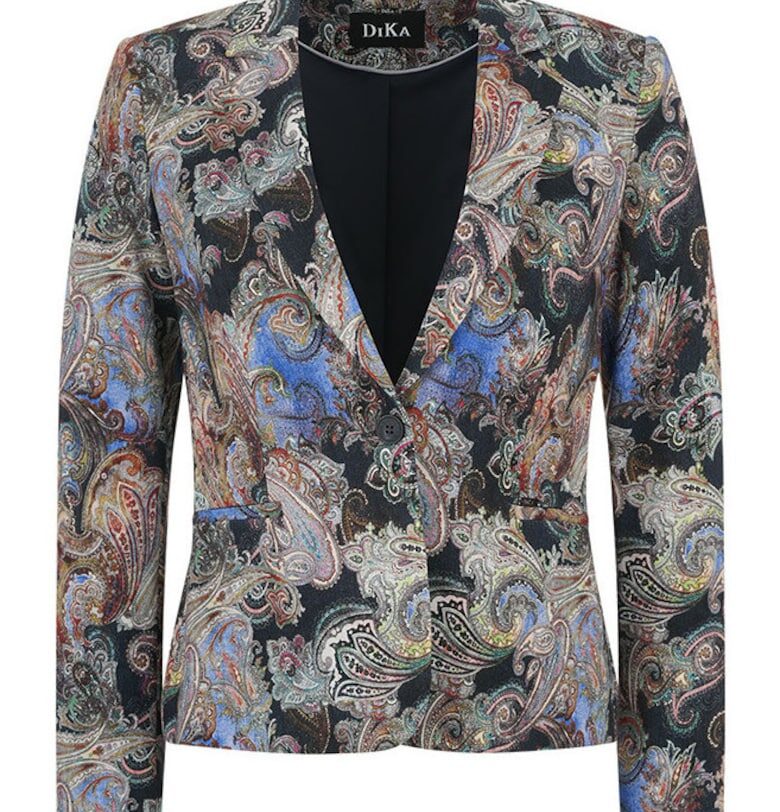 Сако с пейсли принт и изрязани ревери DiKa