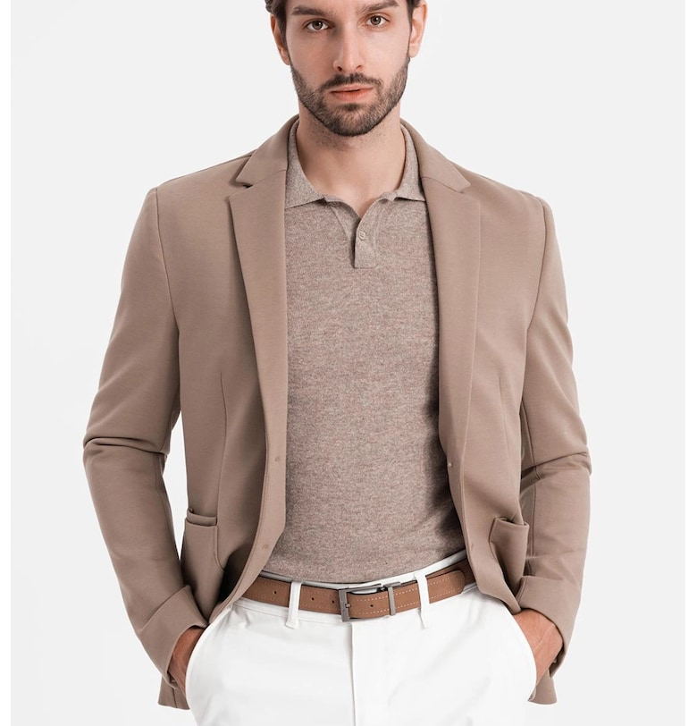 Сако с пришити джобове - Бежов OMBRE