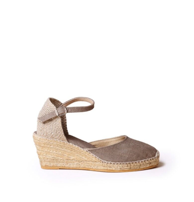 Сандали Caldes с еспадрили на клин -  памук/текстил - тъмно сиво-кафяво Toni Pons