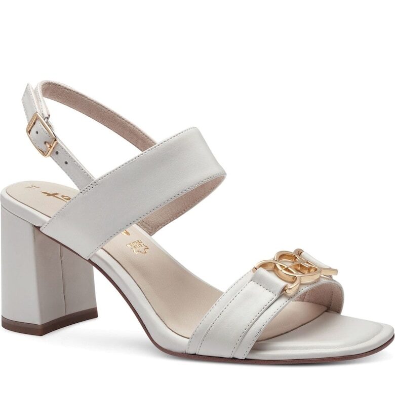 Сандали на ток -  Естествена кожа - Бял Tamaris